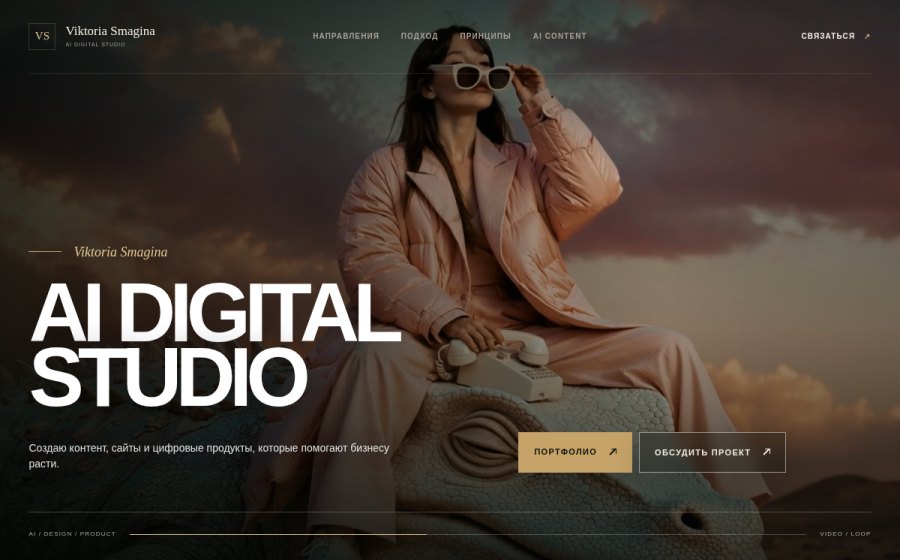 Скриншот сайта Viktoria Smagina — AI Digital Studio