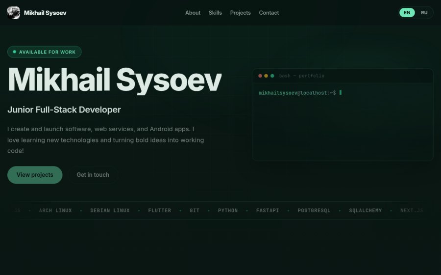 Скриншот сайта Mikhail Sysoev — Portfolio