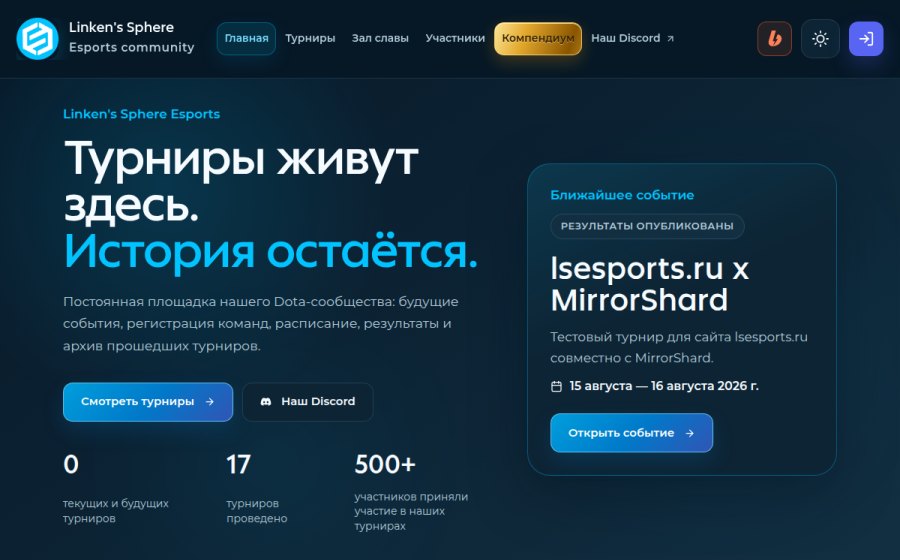 Скриншот сайта Linken's Sphere Esports