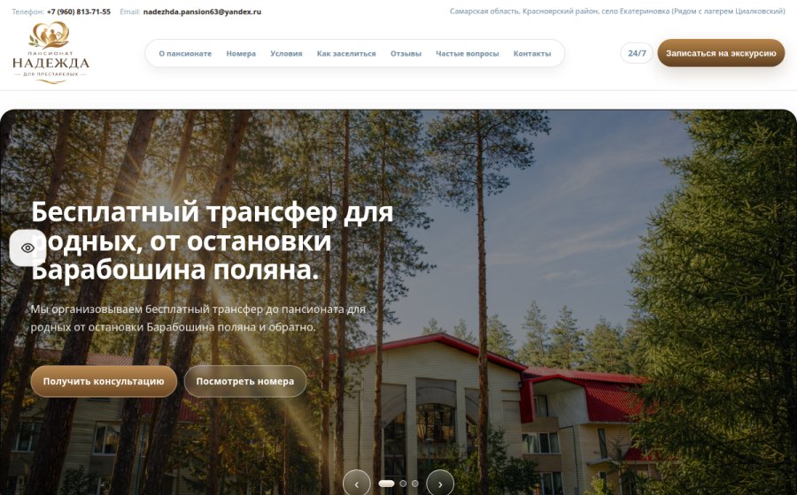 Скриншот сайта Пансионат "Надежда"