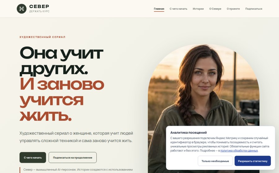 Скриншот сайта Север — художественный сериал о технике, выборе и жизни
