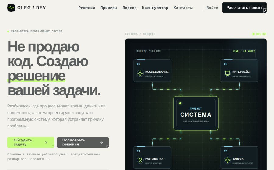 Скриншот сайта Разработка программных решений под проблемы бизнеса