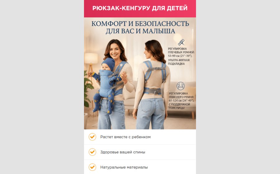 Скриншот сайта Рюкзак-кенгуру для детей